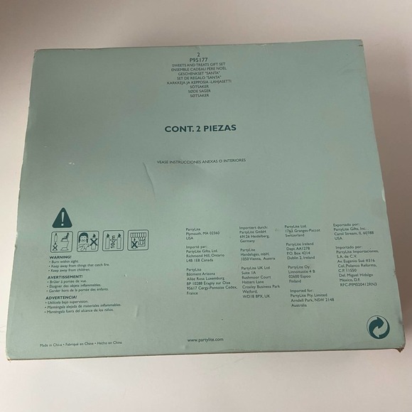 PartyLite Santa Candle Snuffer Holder Gift Set Peppermint Bark Retired w/ Box - Picture 9 of 9